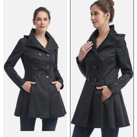 Calvin Klein Petite trench coat hooded double breasted skirted raincoat - Picture 16 of 16